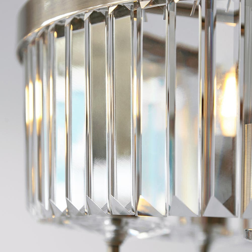 Beveline 3 Light Round Semi Flush - Faceted Cut Glass Shade Metal Finish for Hallways and Bedrooms K1849