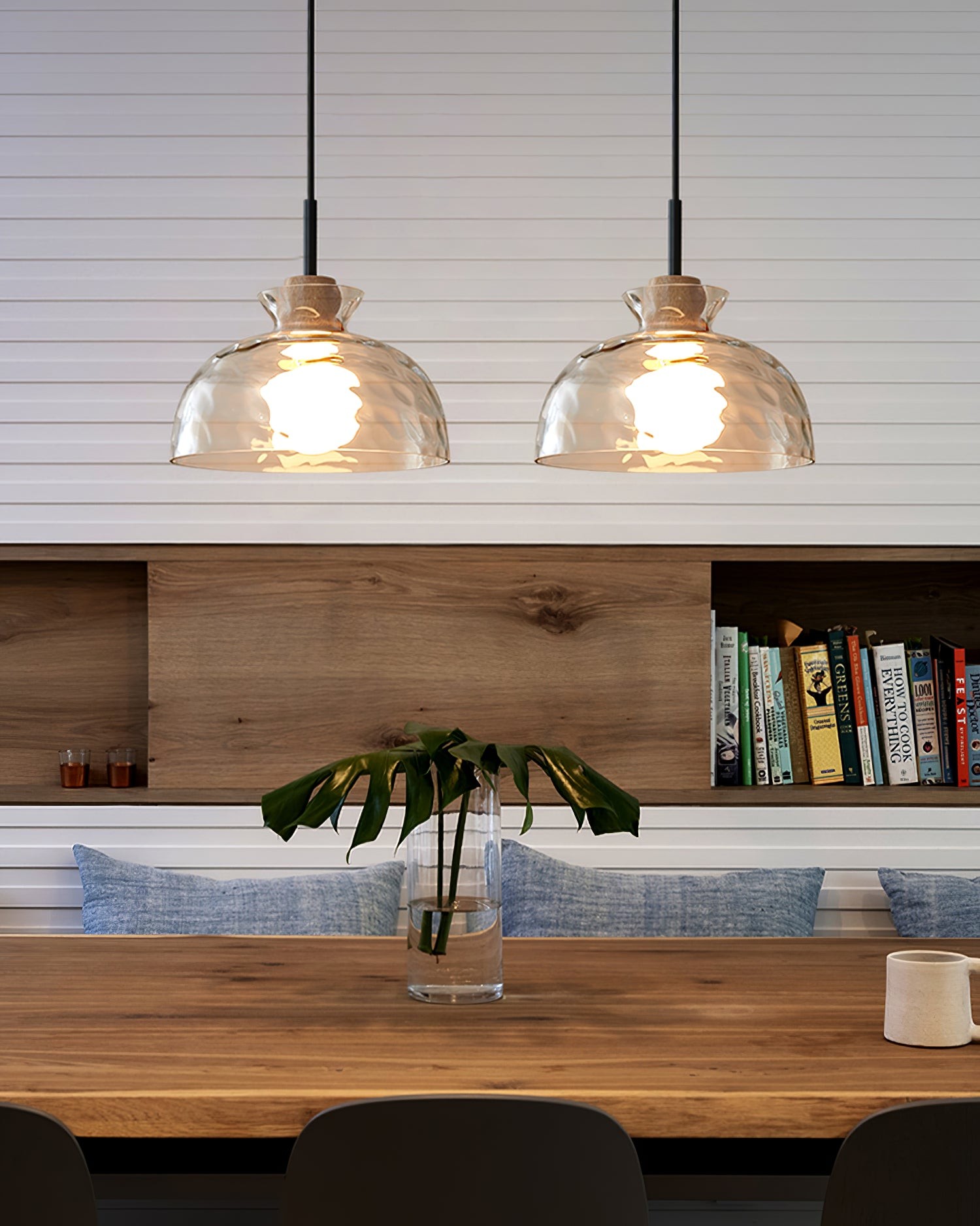 Wavy Glass Pendant Light - Ripple Glass Pendant Light for Dining Room K610