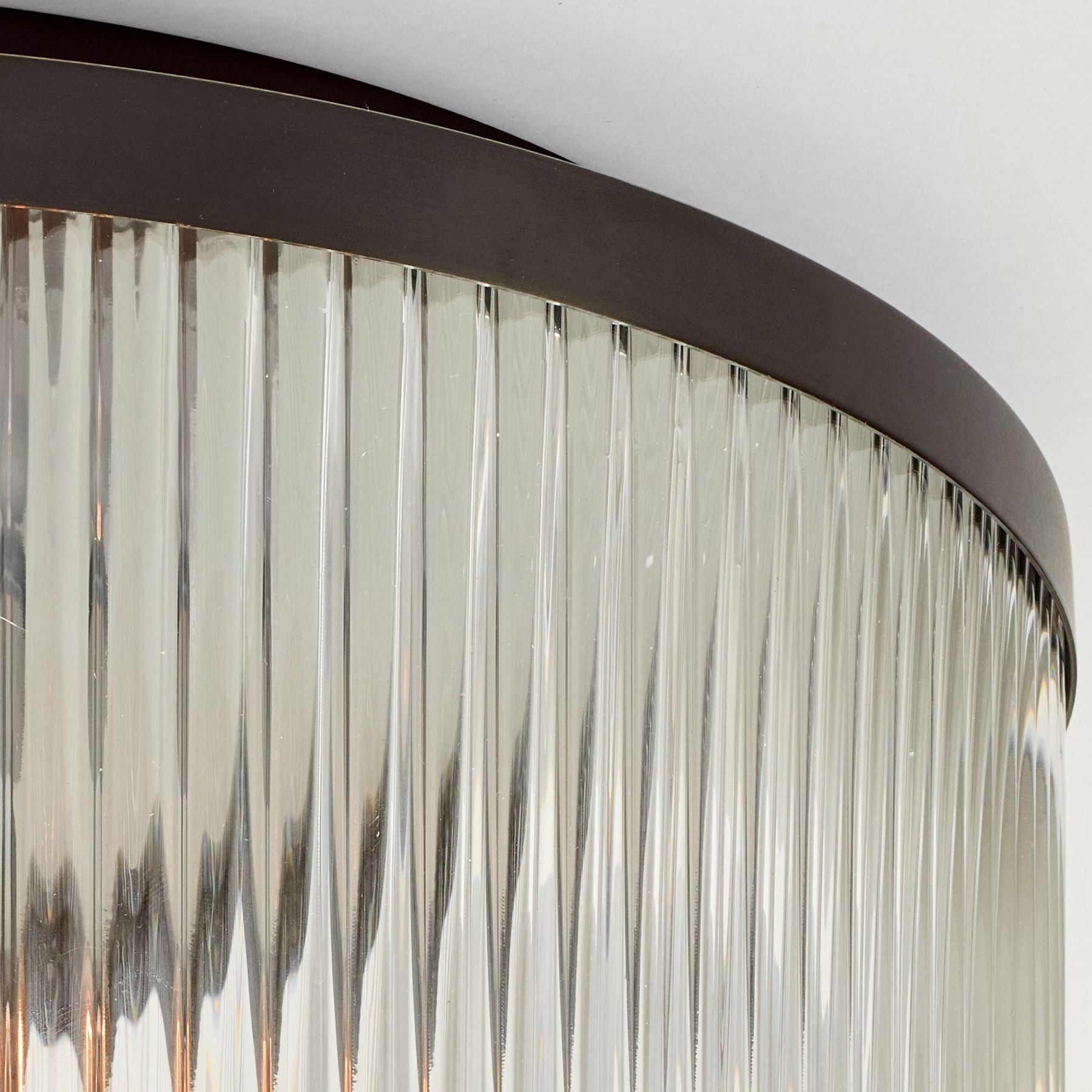 Bravira Flush Mount Ceiling Light - Ribbed & Bubbled Glass Metal Light K1323