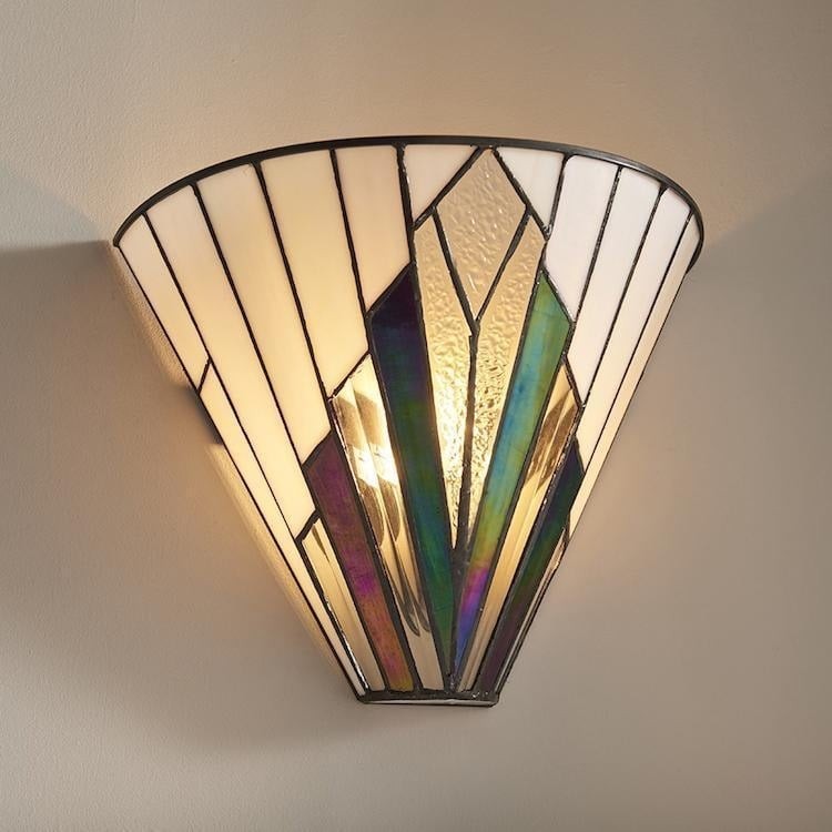 TF Astoria Fan Shaped Vintage Art Glass Wall Lamp for Living Area or Bedroom K2007