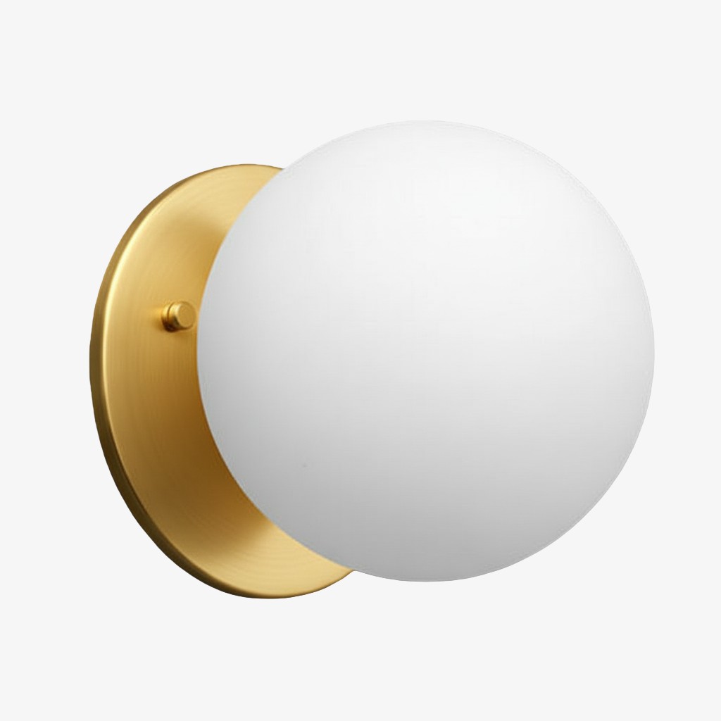 Glorica Glass Brass Wall Sconce - Frosted Globe Classic Light For Warm Ambiance K1530