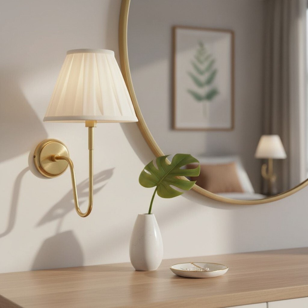Ivoralux Tapered Fabric Wall Light - Modern Classic Curved Arm Sconce K1916