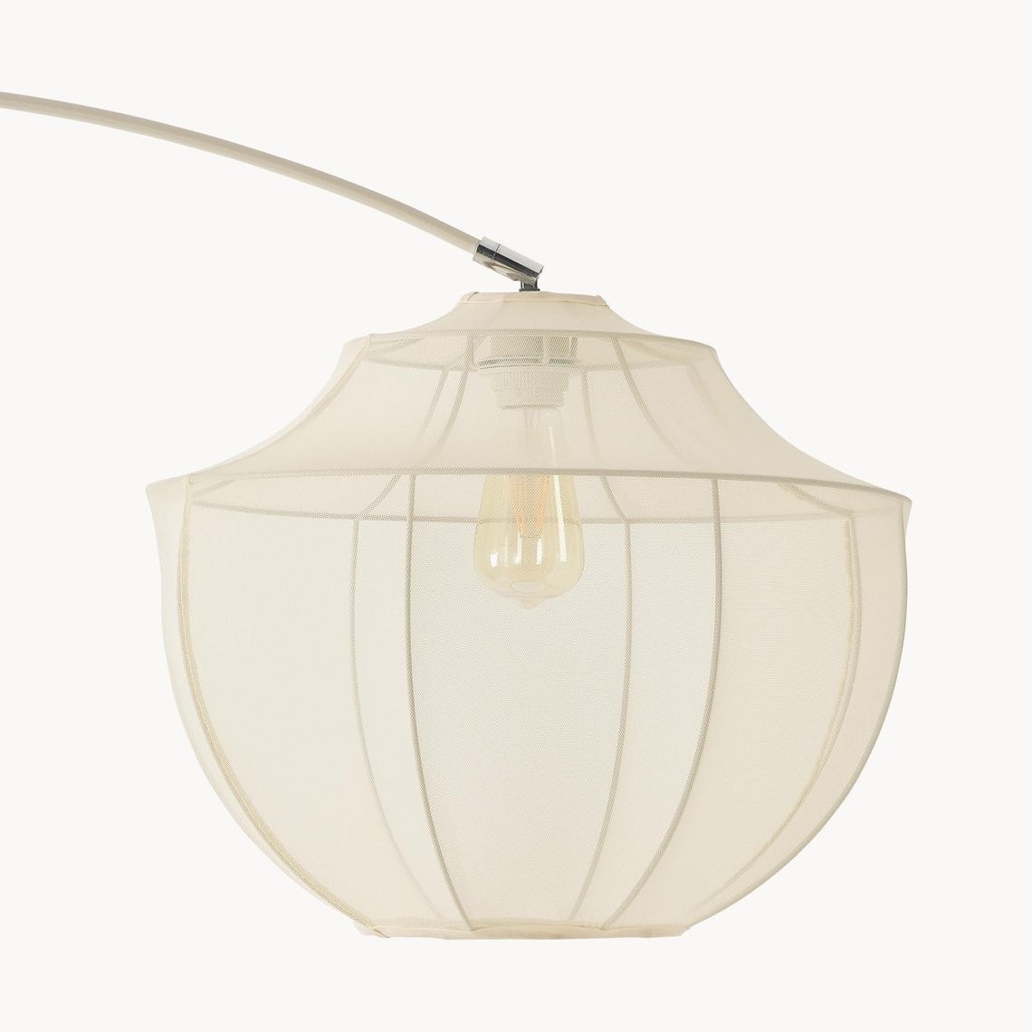 Lumifil Arc Floor Lamp Textile Mesh Shade - Metal Stand for Soft Ambient Living Room Lighting K1746