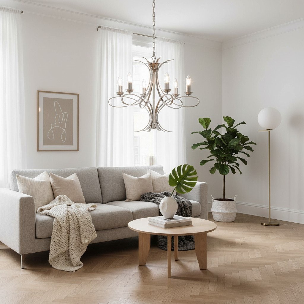 Foline Geometric Light Chandelier - Nickel Finish Ambient Glow for Kitchens K1984