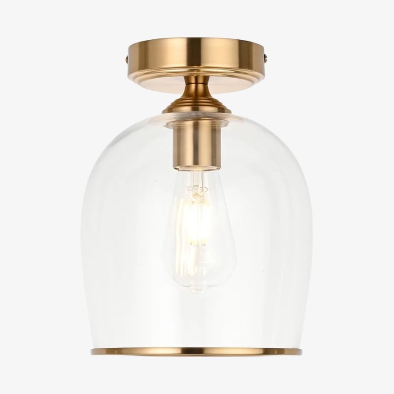 Brazara Dome Ceiling Light - Industrial Ribbed and Clear Glass for Living Room K1892