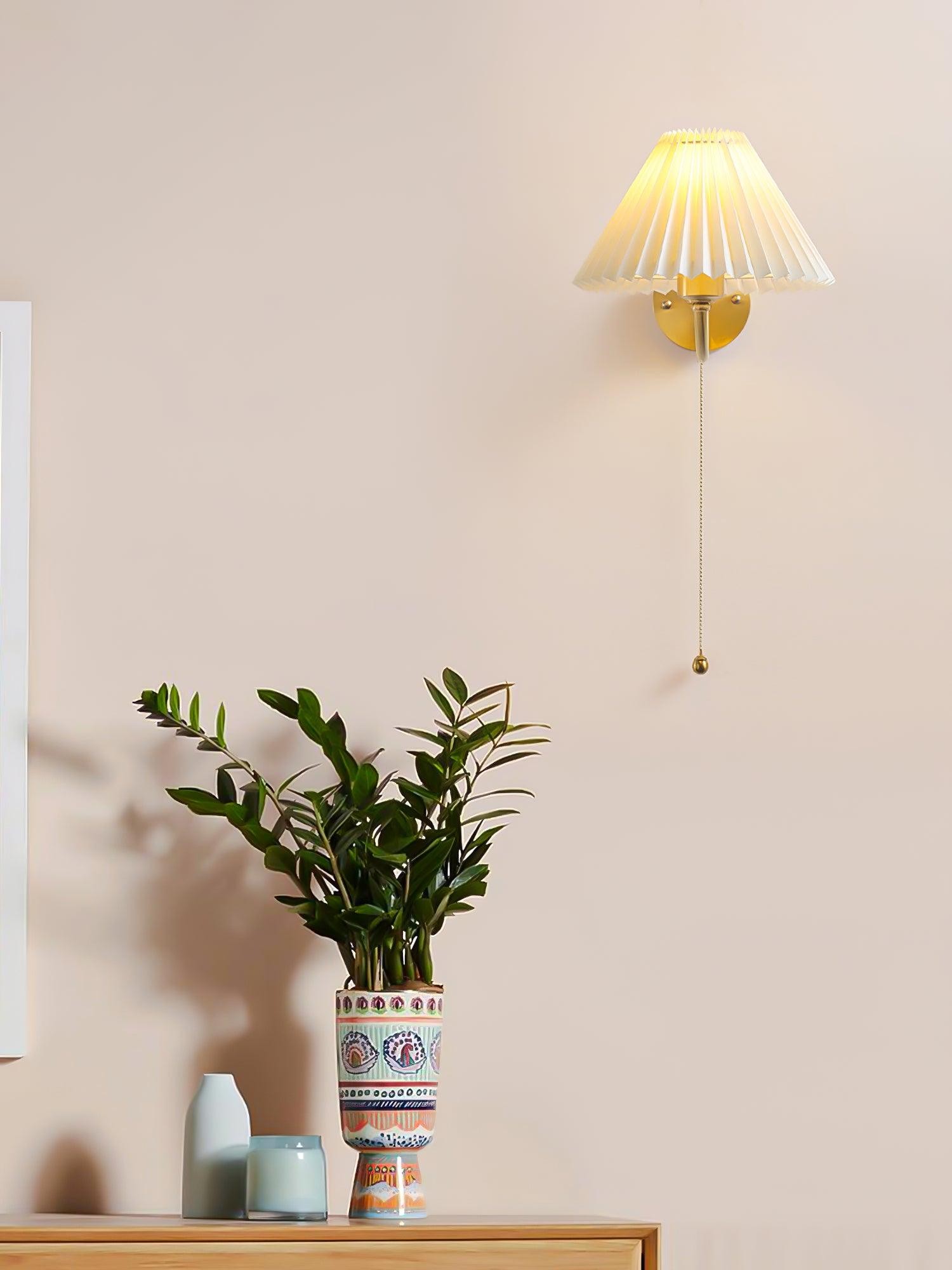 Modern Minimalist Luxury Fabric Brass Wall Lamp For Living Room K601