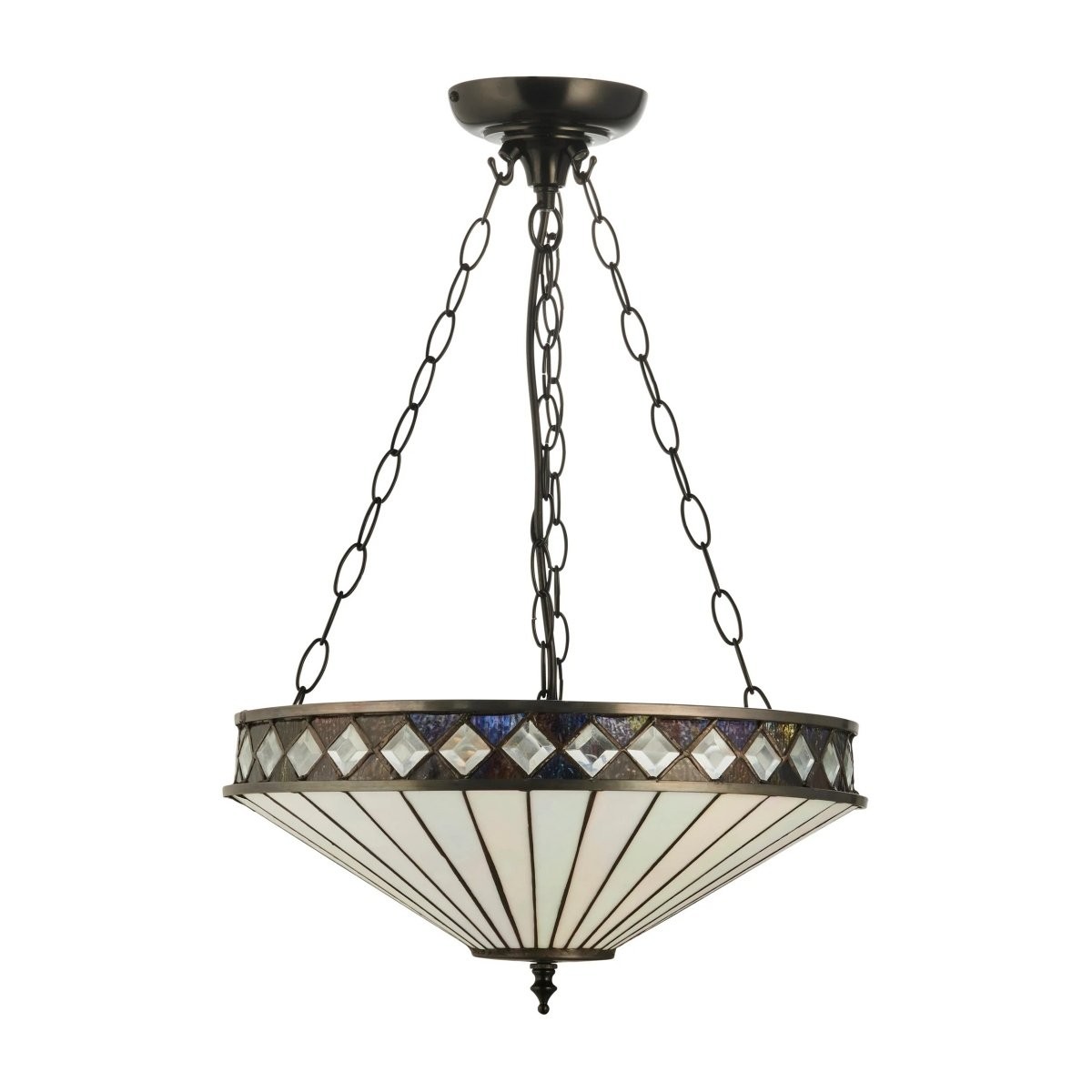 TF Fargo Adjustable Pendant Light with Stained Glass Inspired Inverted Shade for Island and Dining K1950