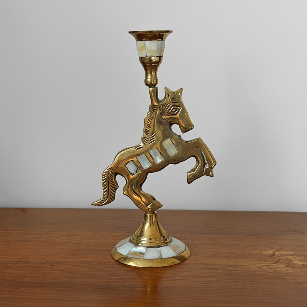 Ossik Veld Vintage Nordic Shell and Cow Bones Candle Holder for Dining Table K2363