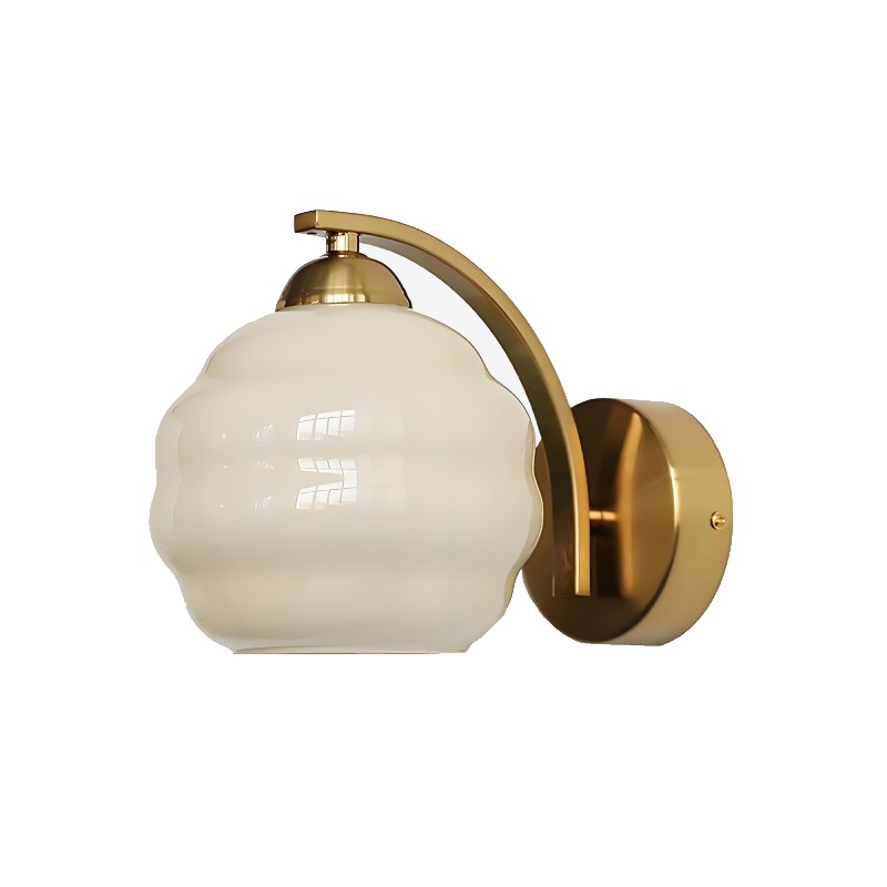 Antique Milk Glass Gold Bathroom Wall Sconce K165