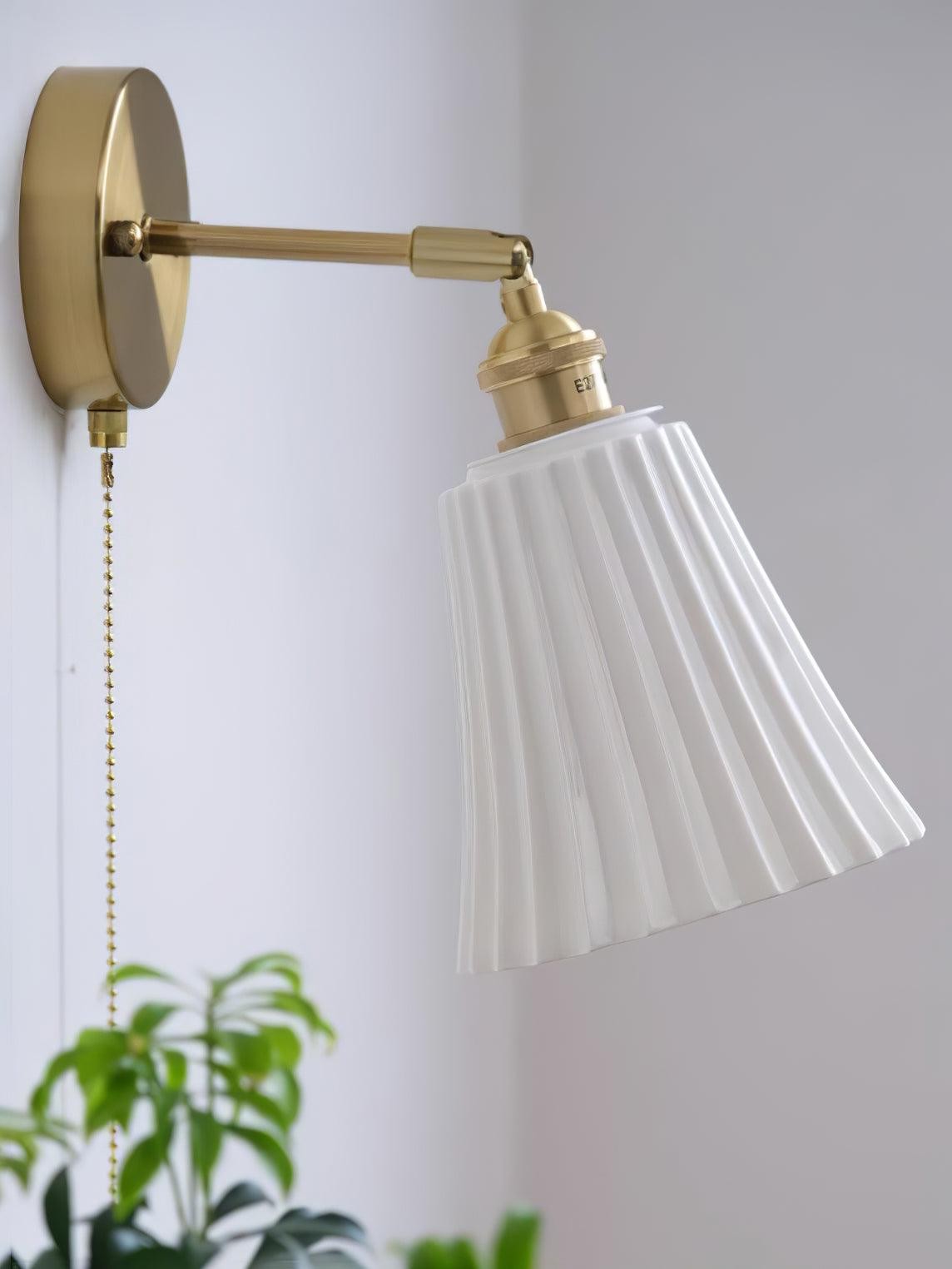 Modern Pull Cord Metal Ceramics Indoor Wall Lamp for Bedroom K730