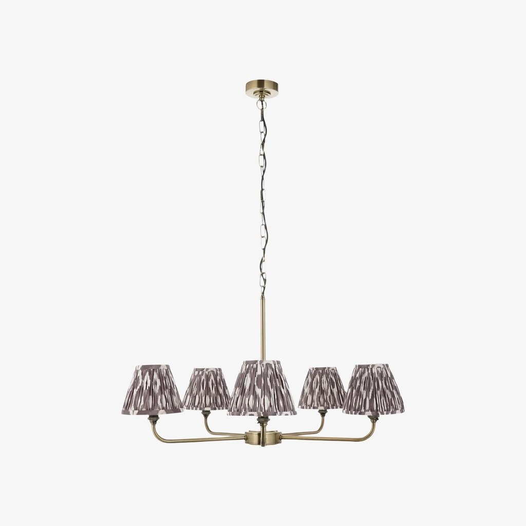 Zevatik Classic Ikat Patterned Fabric Chandelier - Metal Bracket Chandelier K1889
