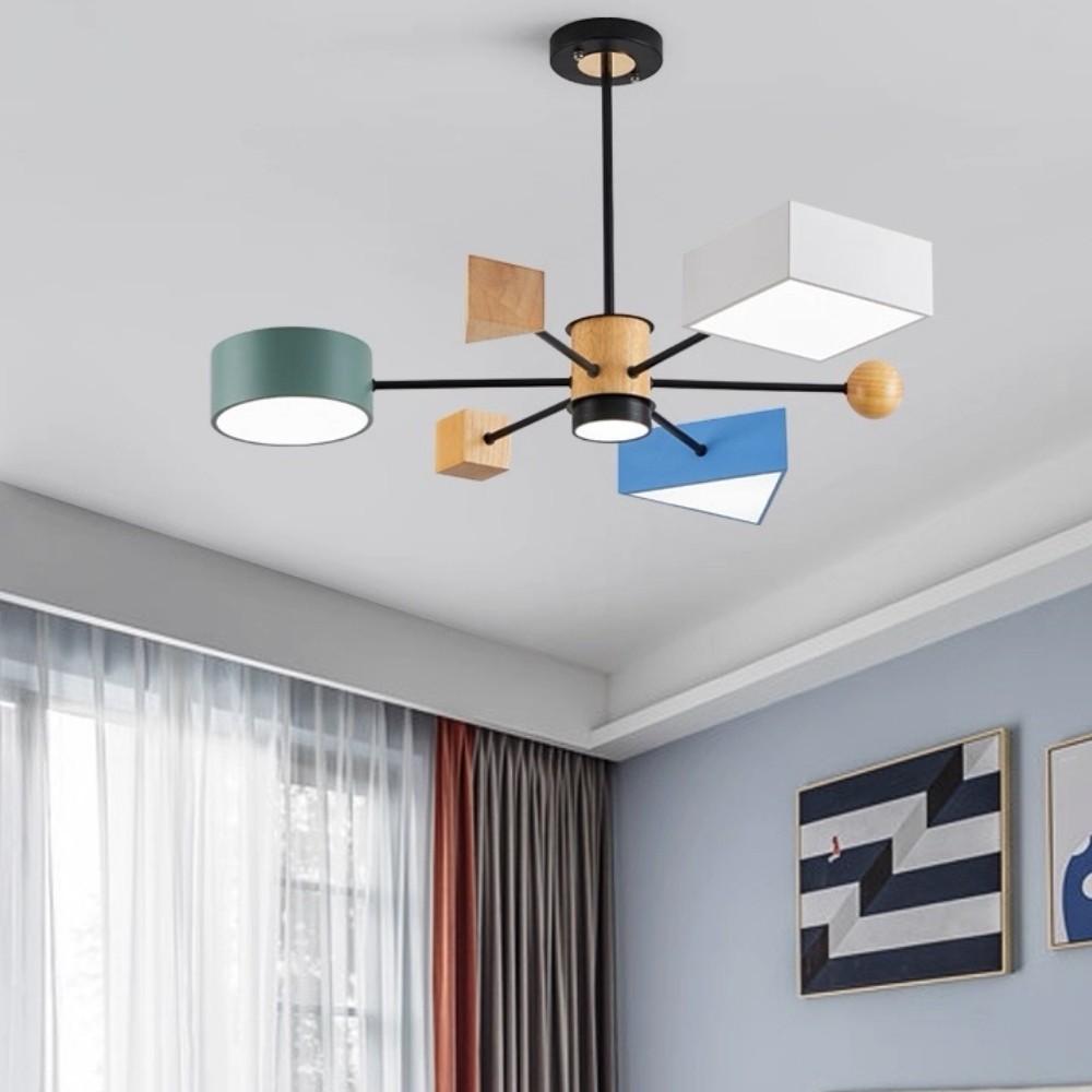 Colorful Wood Blocks 4 Lights Chandelier K937