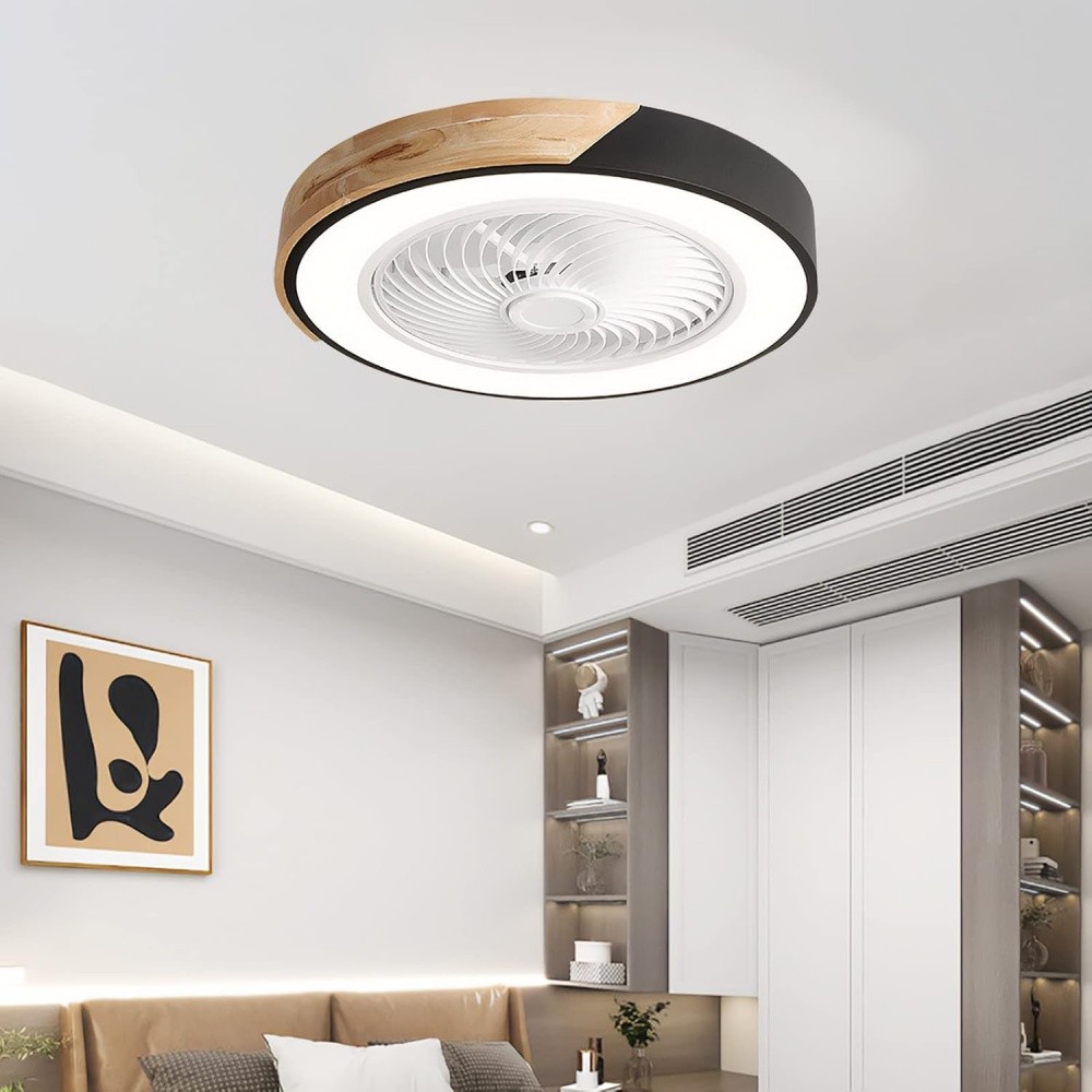 Scandinavian Wooden Round Led Ceiling Fan Light K1110