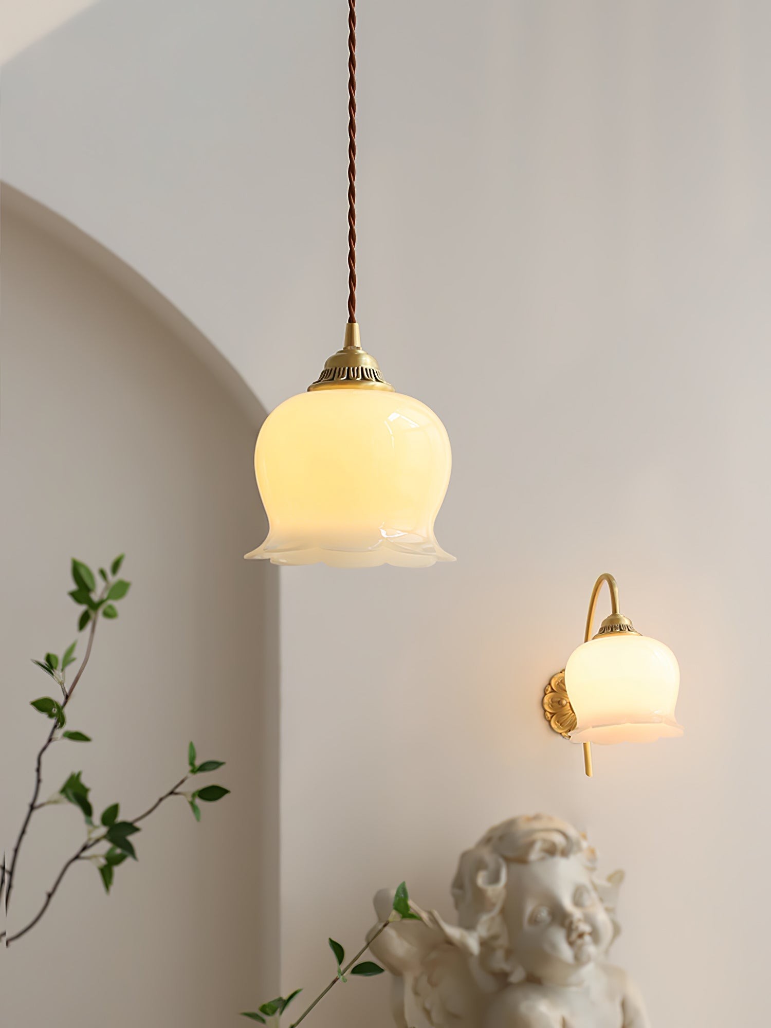 Traditional Glass Flower Pendant Lamp K736