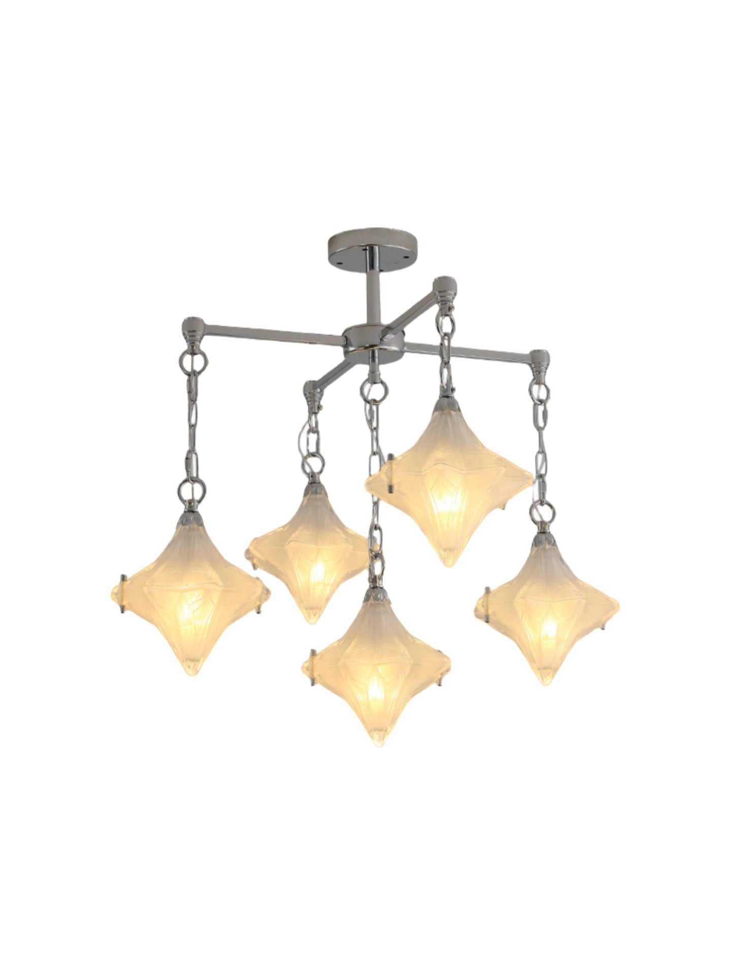 Art Deco Astris Star Chandelier - Frosted Glass Deco Fixture for Dining Room K1564
