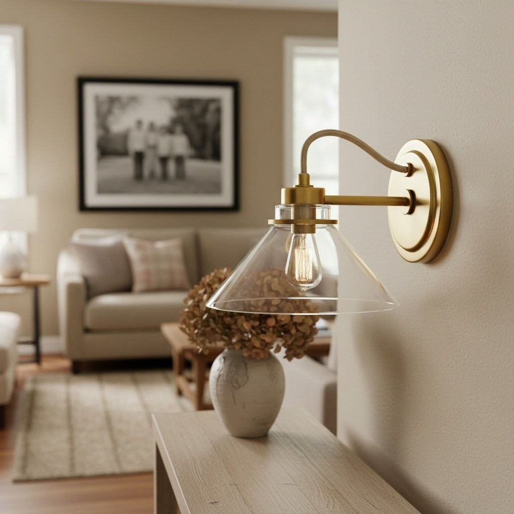 Aurenza Farmhouse Wall Sconce – Metal Or Glass Lighting for Entrance or Bedroom K1140