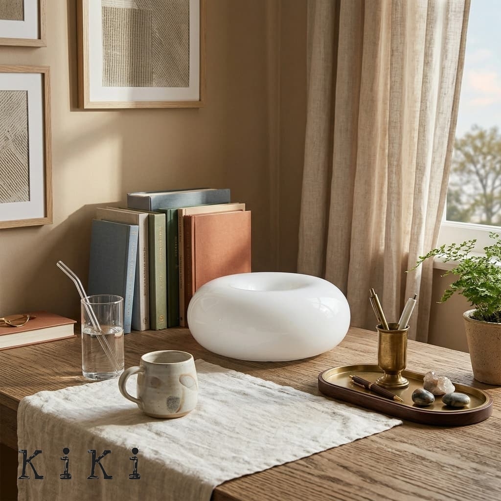 Bauhaus Round Table and Wall Lamp - Stylish Donut Led Lighting for Bedroom K46