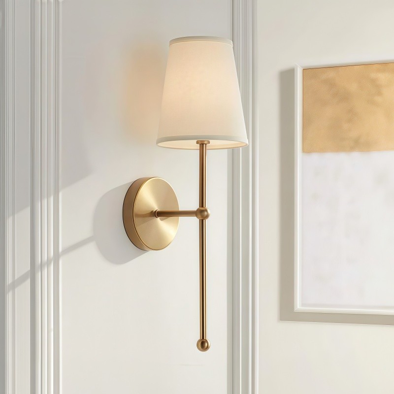 Meshara Elegance Modern Brass Fabric Wall Lamp - Indoor Lighting for Bedroom K834