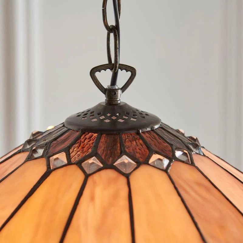 TF Brooklyn Pendant Light - Pendant Light with Stained Glass Art Deco Style K1878