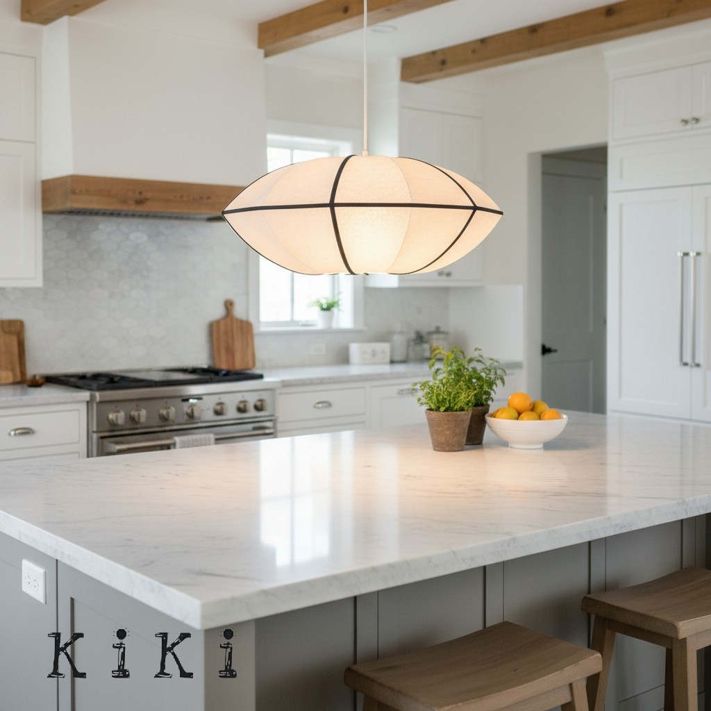 Scandinavian Textile Bubble Pendant Light – Warm Ambient Illumination K127
