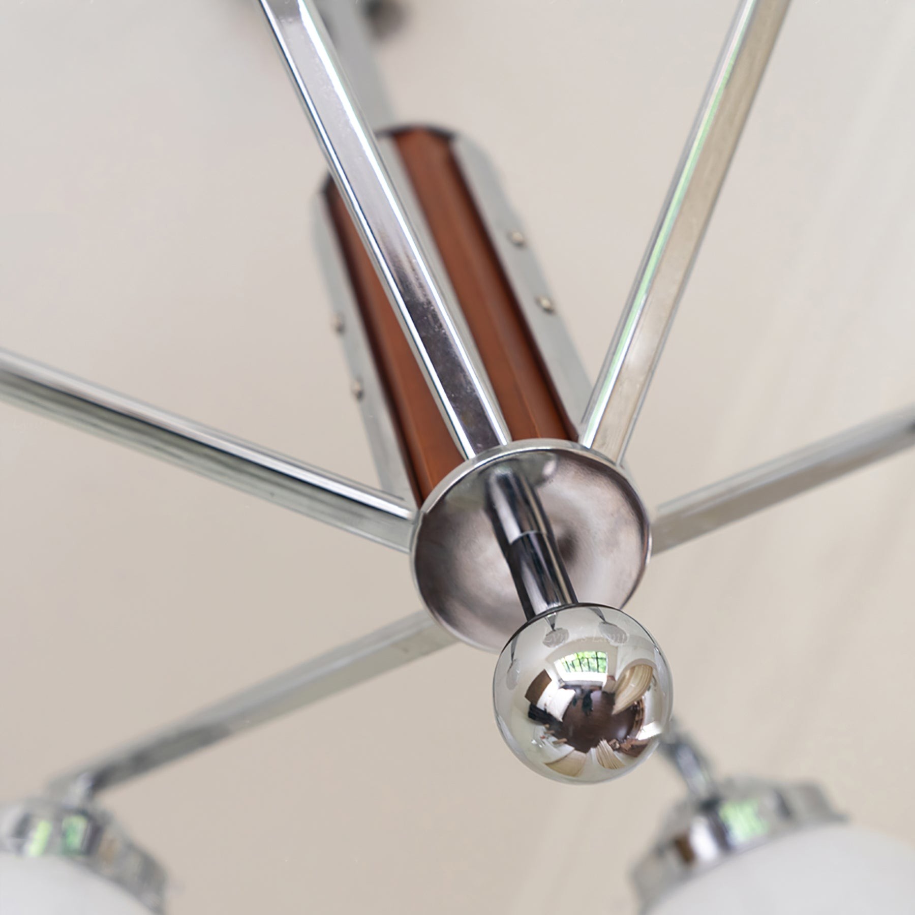 Mid Century Vintage Cream Glass Chandelier K400