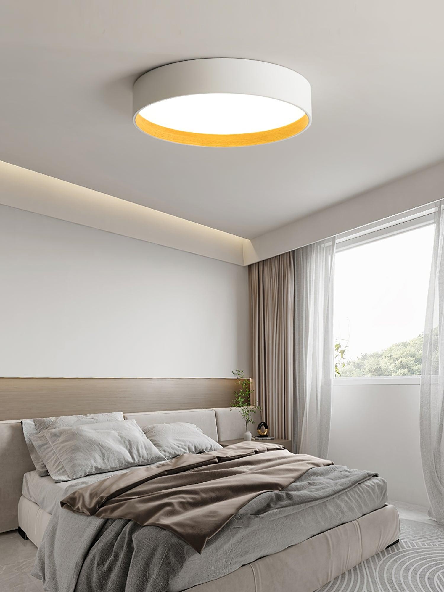 Japanese Minimalist Creative Wood Grain Round LED Ceiling Lamp K647