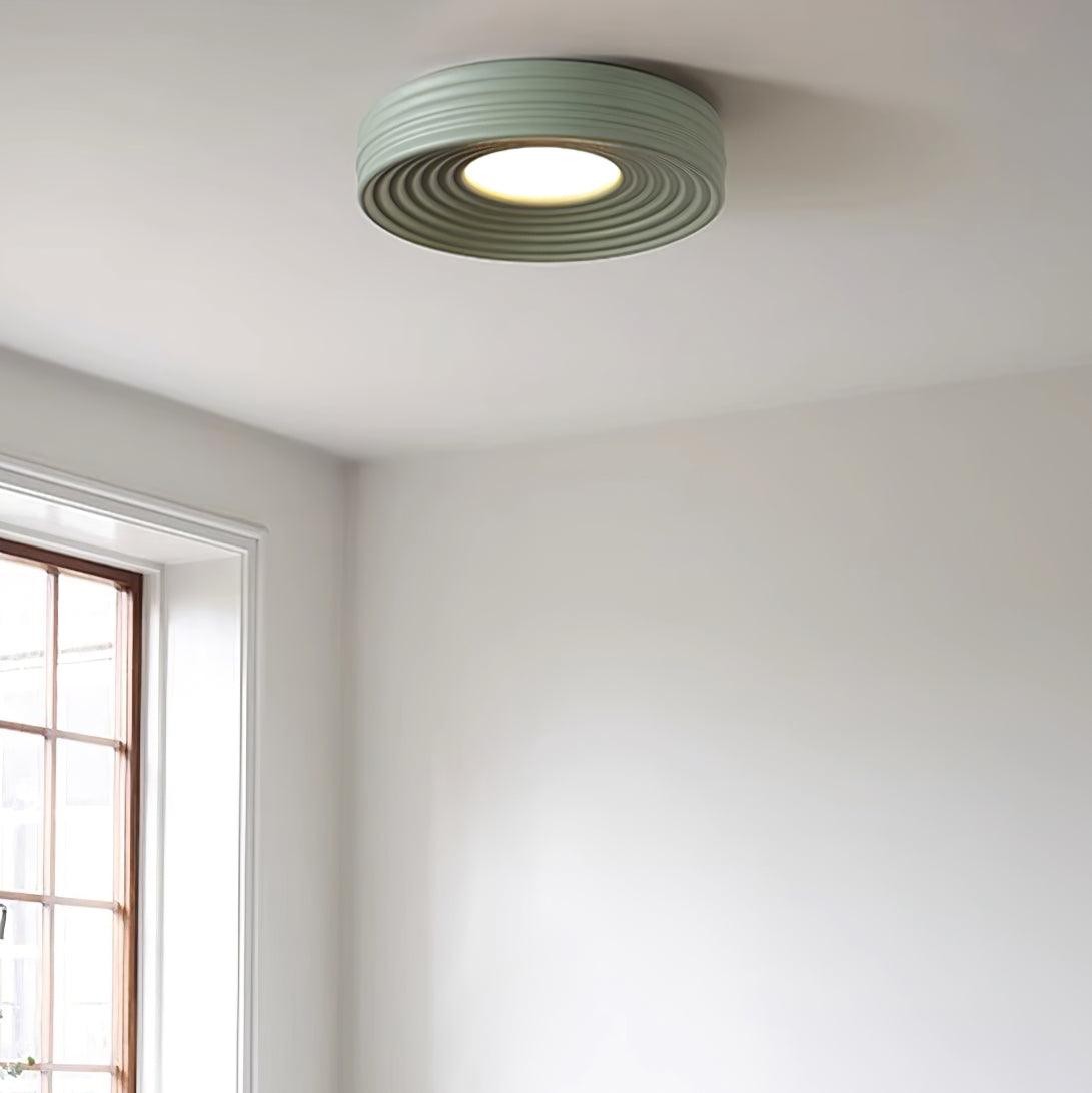 Cream Ribbed Three-color Changing Ceiling Light K337