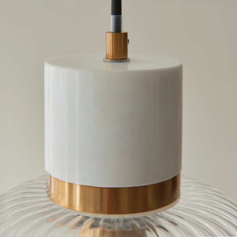 Korlisse Natural Stone and Glass Pendant Light - Stylish Lamp for Lounge or Living Room K1897