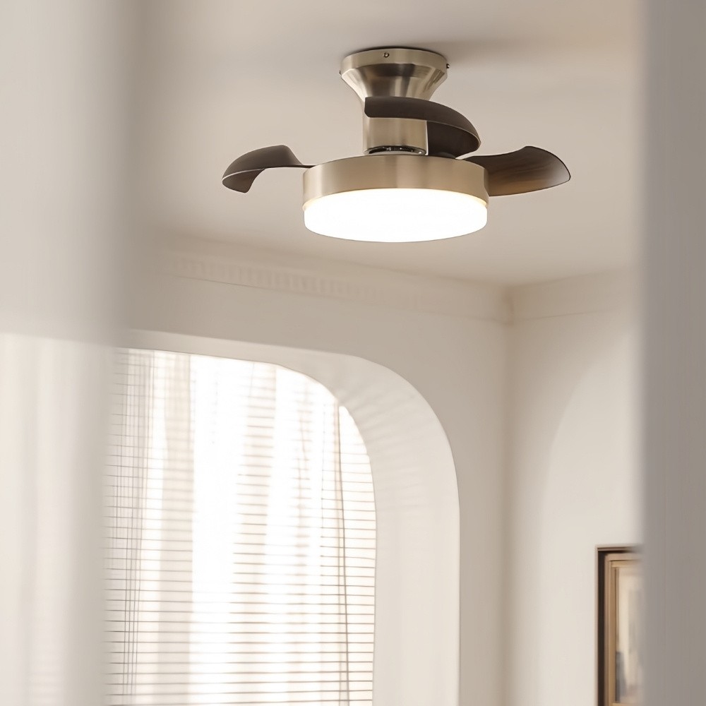 Retro Invisible 3 Blade Ceiling Fan With Light For Living Room K1107