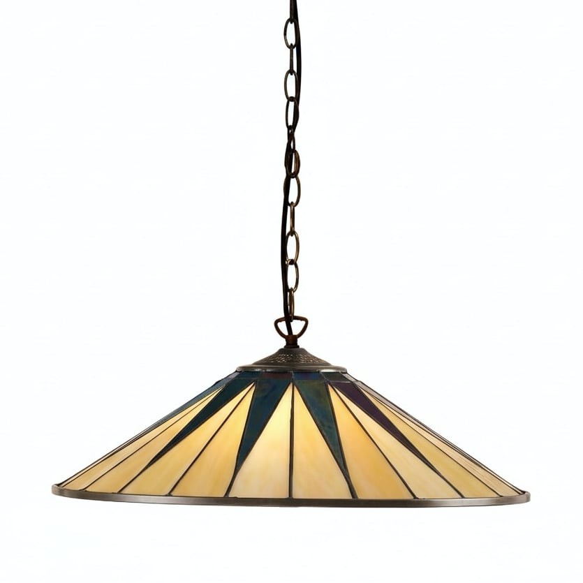 TF Dark Star Tiffany Pendant Lamp - Stained Glass Geometric Pendant Light K1835
