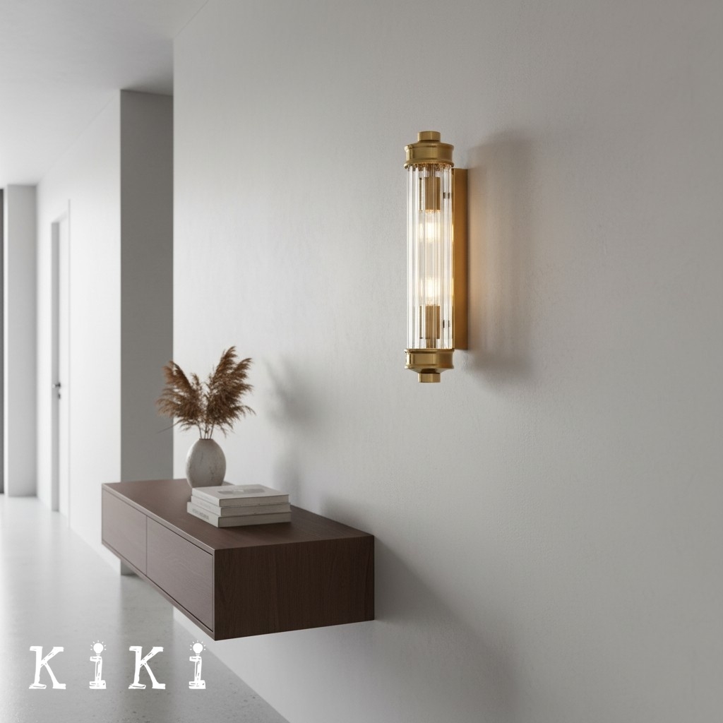 Bravira Ribbed Cylindrical Glass Wall Sconce - Wall Light for Hallway and Living Room K2255