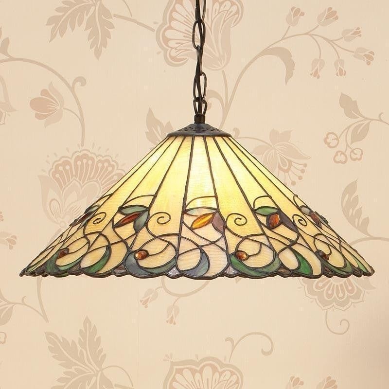 TF Jamelia Vintage Floral Stained Glass Dome Ceiling Light for Dining Rooms K2026