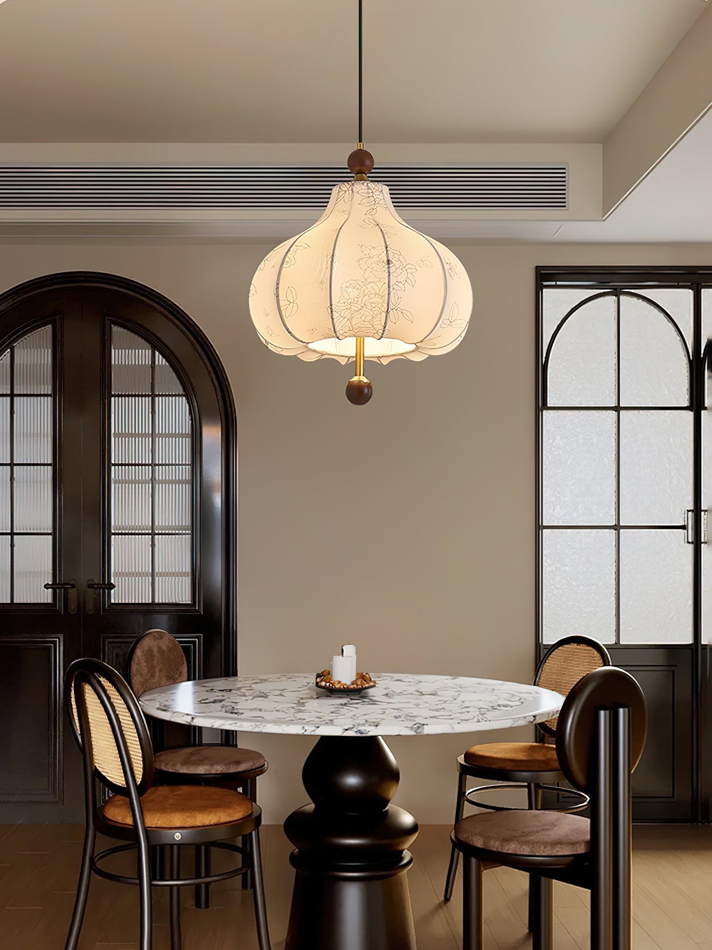 French Retro Fabric Pattern Pendant Lamp K317