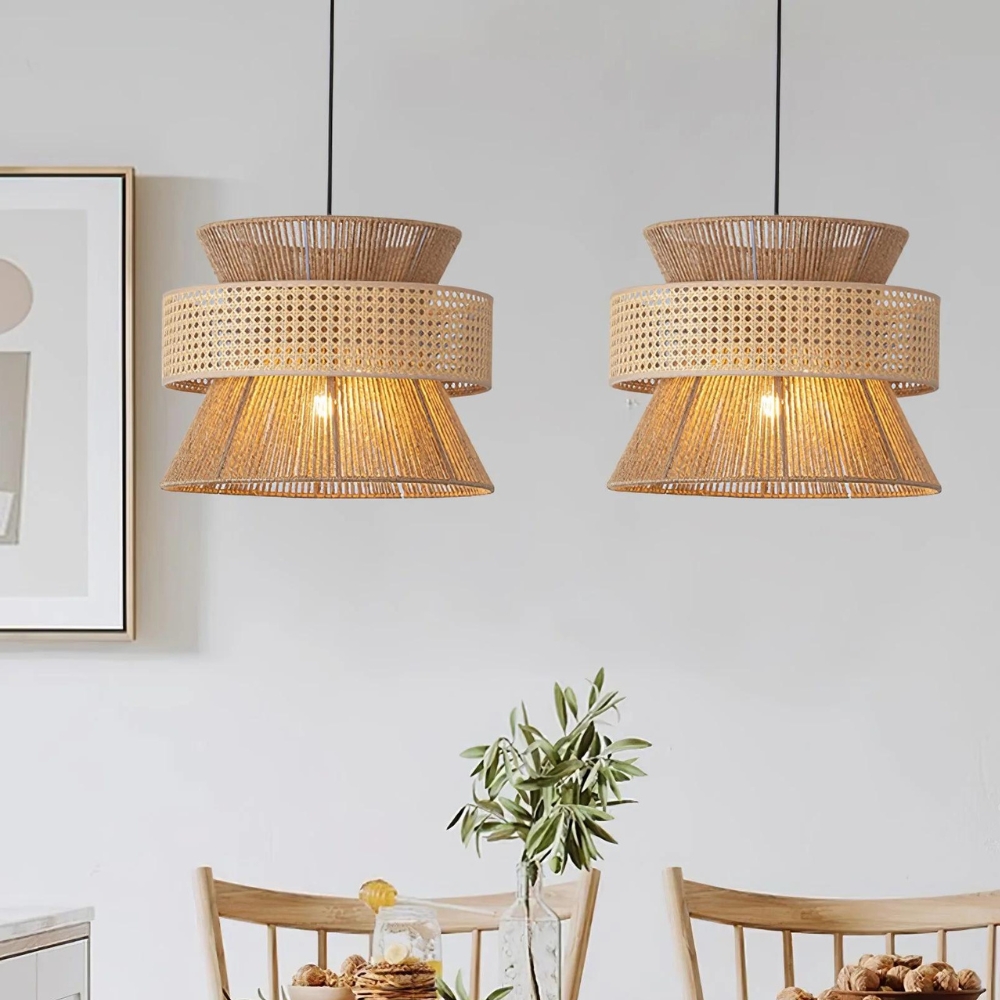 Handwoven Hemp Rope Rattan Veil Pendant Light D813