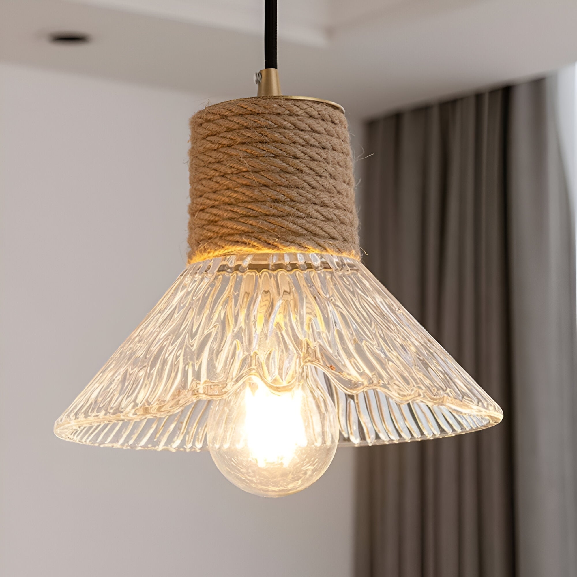 Nordic Hemp Rope Glass Pendant Light D938