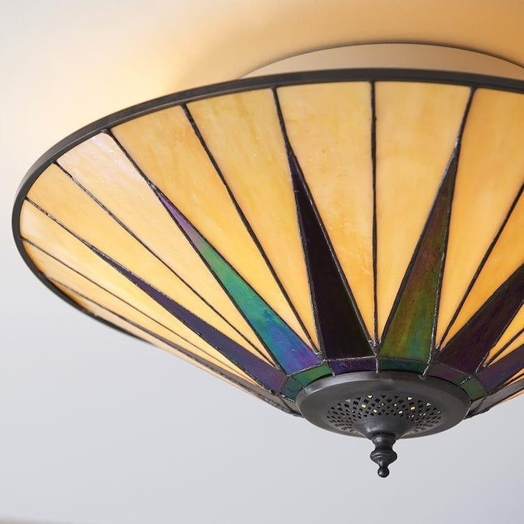 TiffStar Art Glass Ceiling Light - Vintage Style Flush Mount for Living Room K1786