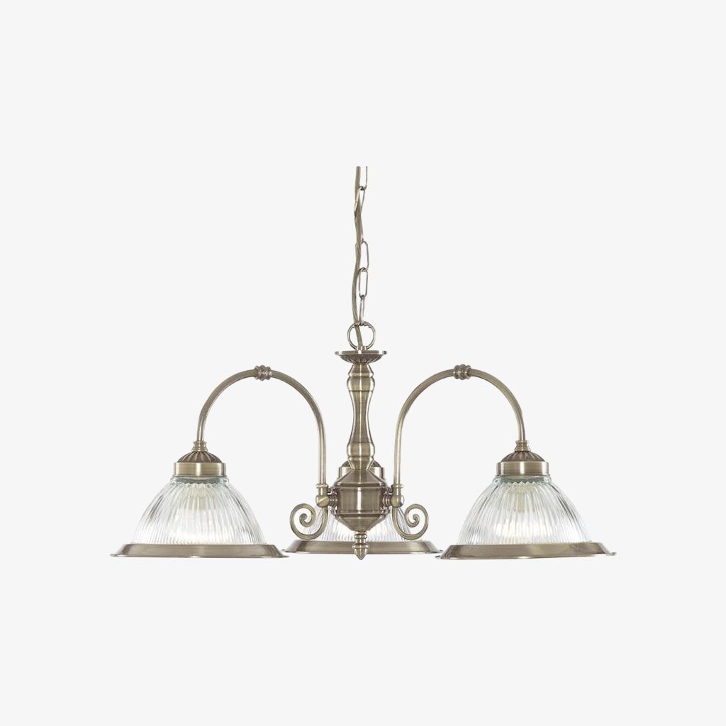 TF Vintora Ribbed Glass Pendant Light - Elegant Metal Trim for Kitchens, Dining Areas and Hallways K1994