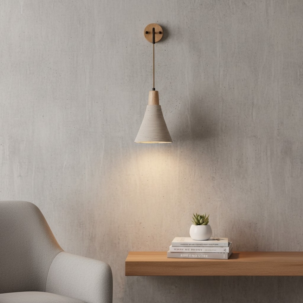 Solaraeon Microcement Minimalist Concrete Wall Sconce - Indoor Accent Lighting for Living Room K2311