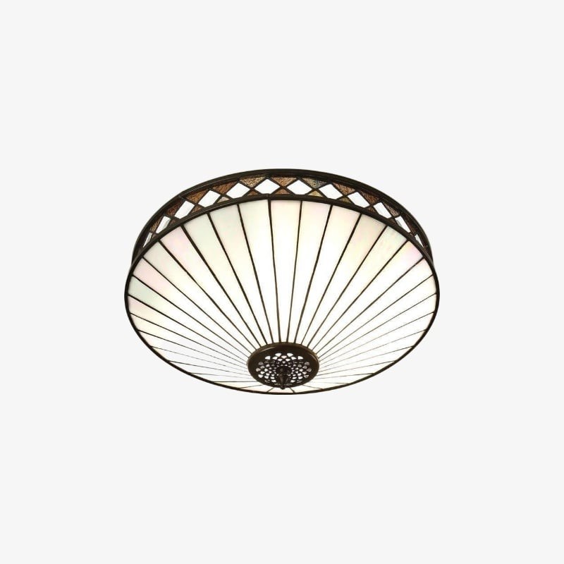 TiffStar Art Glass Ceiling Light - Vintage Style Flush Mount for Living Room K1786