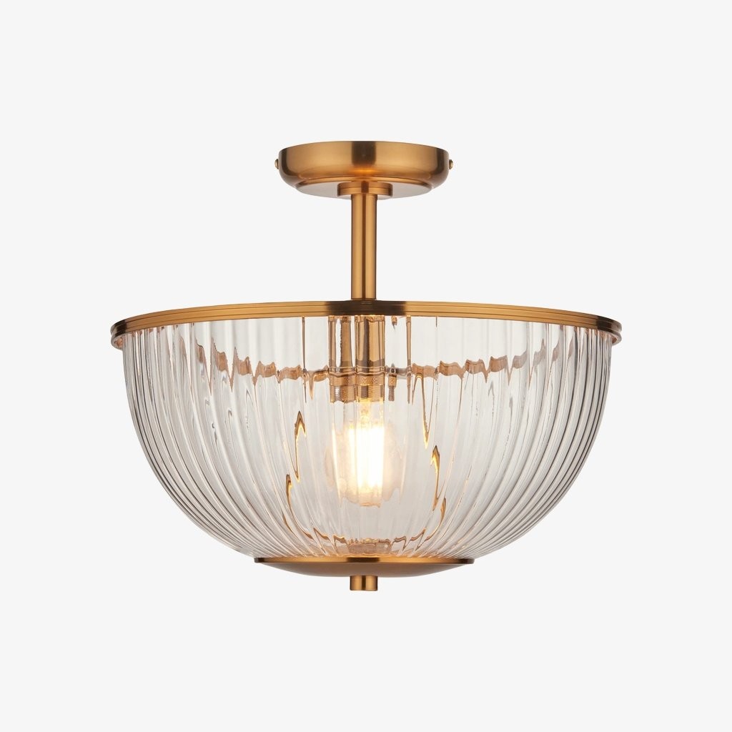 Luntra Ribbed Glass Uplighter Flush - Elegant Ceiling Light for Hallways K1937