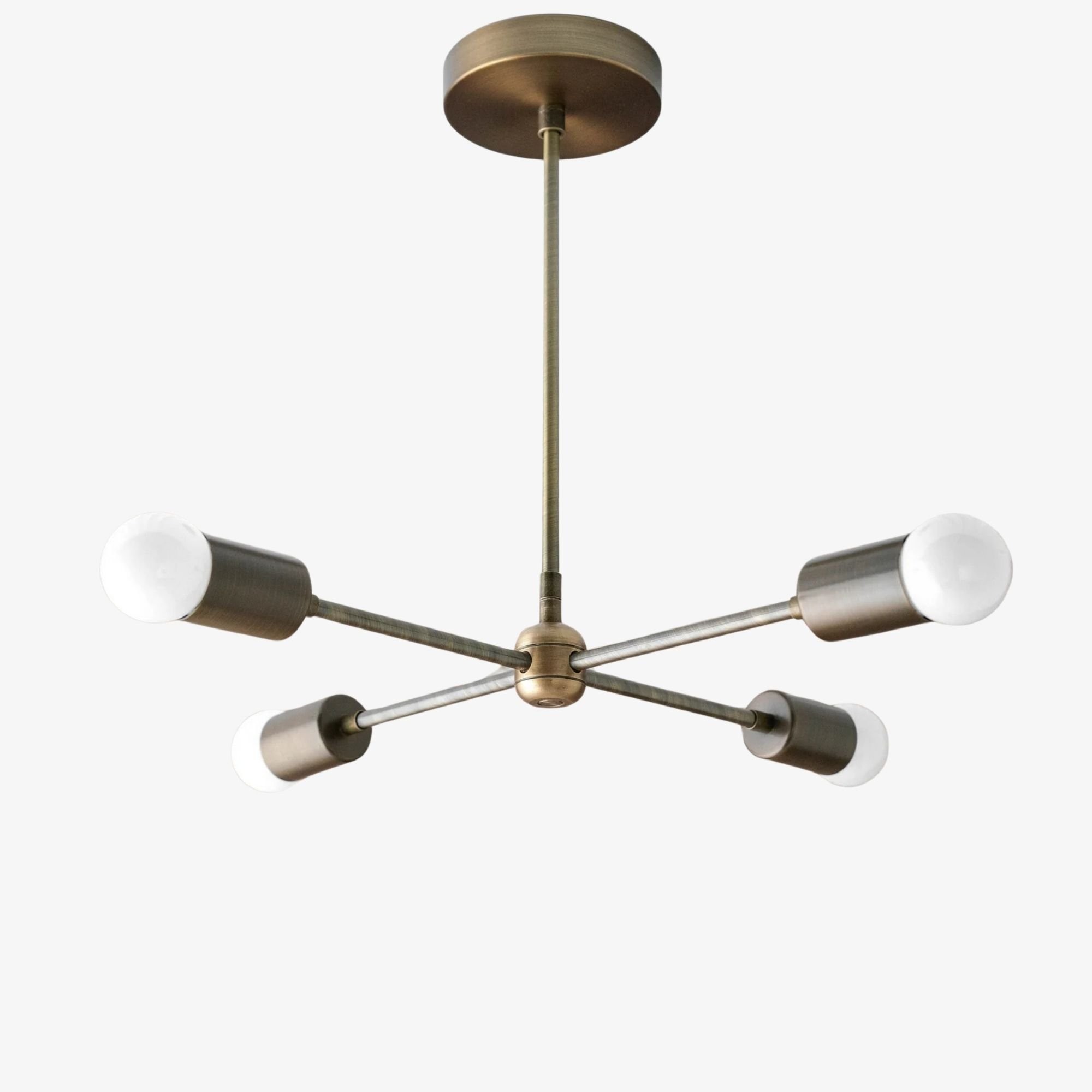 Mobilux Line Mid Century Gold Sputnik Chandelier - Geometric Brass Fixture K1445
