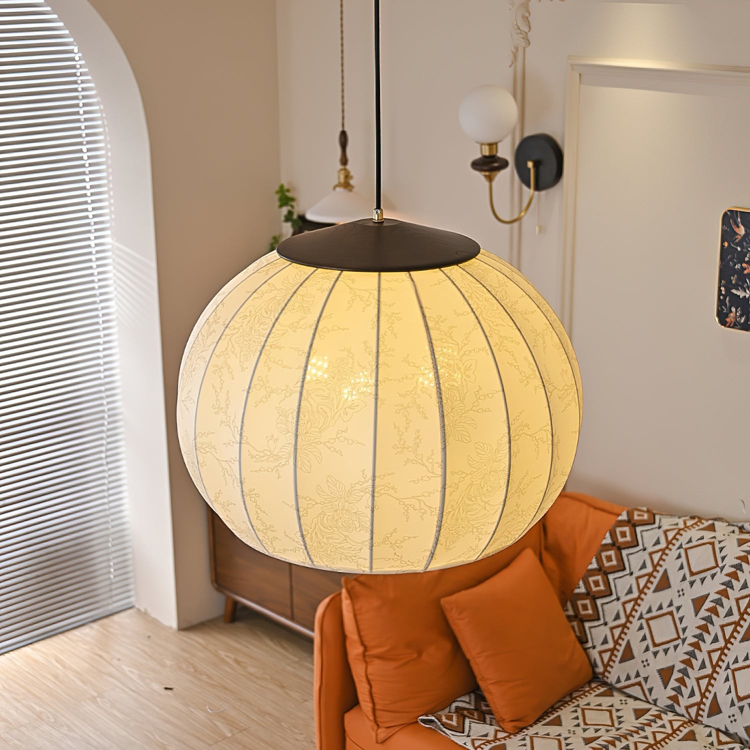 Japanese Style Fabric Lantern Pendant Lamp K423