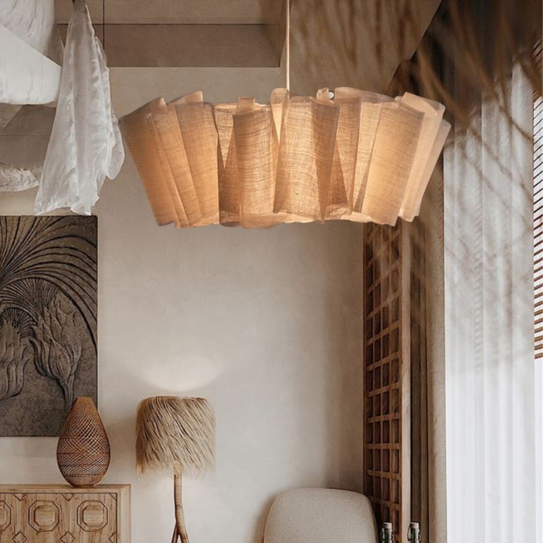 Handcrafted Fabric Shade Pendant Light – Minimalist Design for Home Interiors K1244