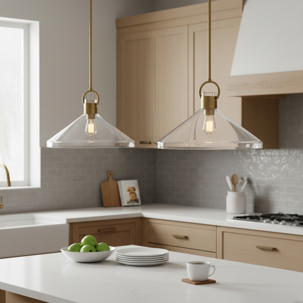 Orvessa Elegant Cone Pendant Light - Clear Glass Pendant Lamp for Kitchen K2360