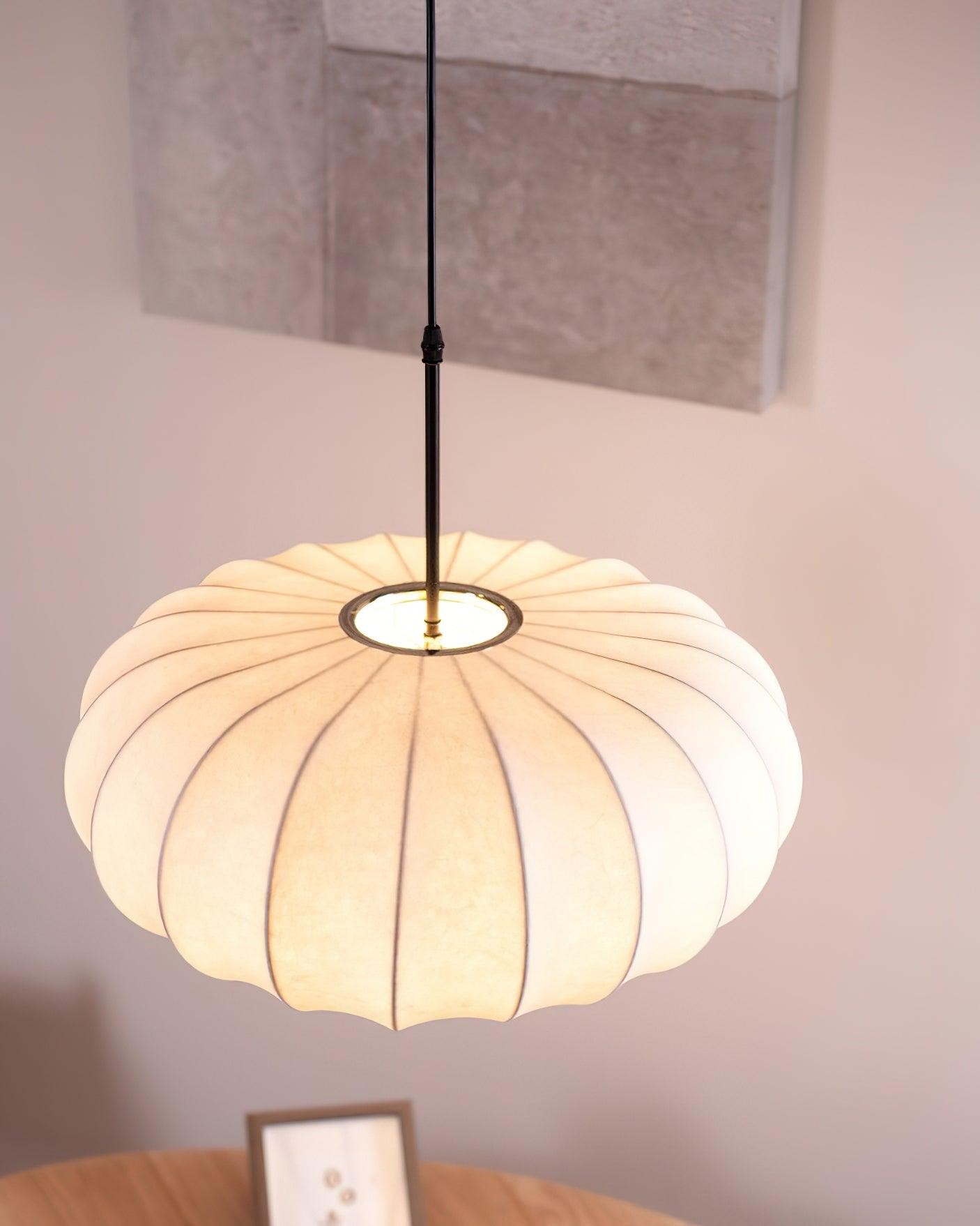 Simple Wabi-sabi White Lantern Fabric Pendant Lamp K744