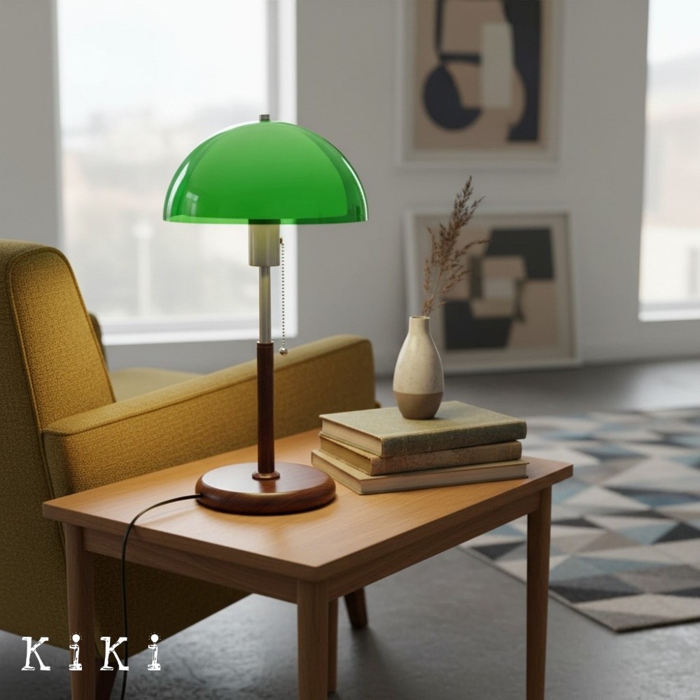 Afterglow Sculptural Retro Round Shade Table Lamp - Stylish Light for Bedroom or Workspace K2159