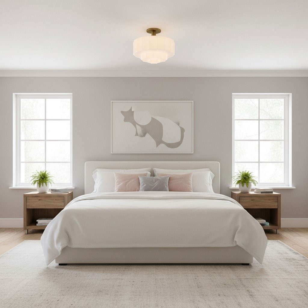 Vexrona Layered Glass Ceiling Light - Opal White Ceiling Lamp for Living Room K1712