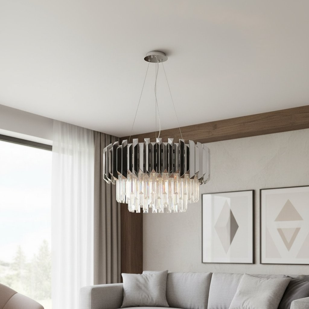 Virelia Contemporary Crystal Pendant Light - Layered Crystal Shade Chandelier K1802