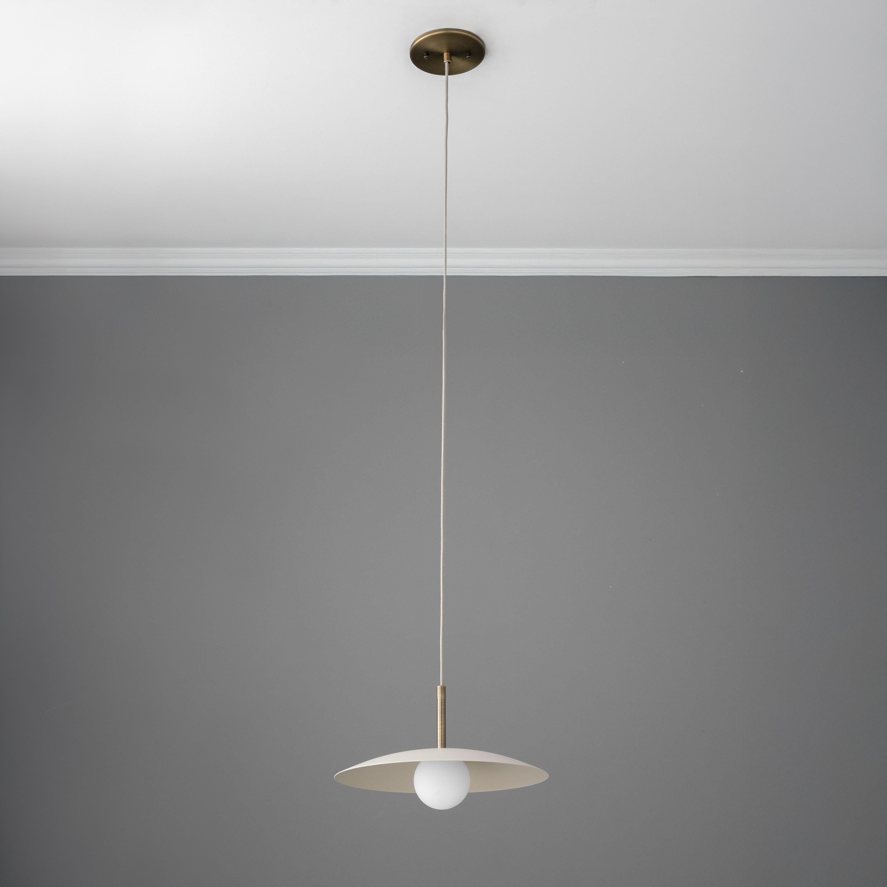 Curva Metal Minimalist Pendant Light - Modern Brass Accent Disc Shade K1527