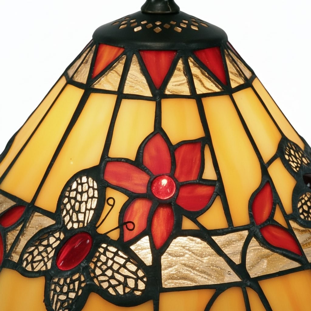 TF Butterfly Table Lamp - Hand-Cut Stained Glass Shade Table Light K1823